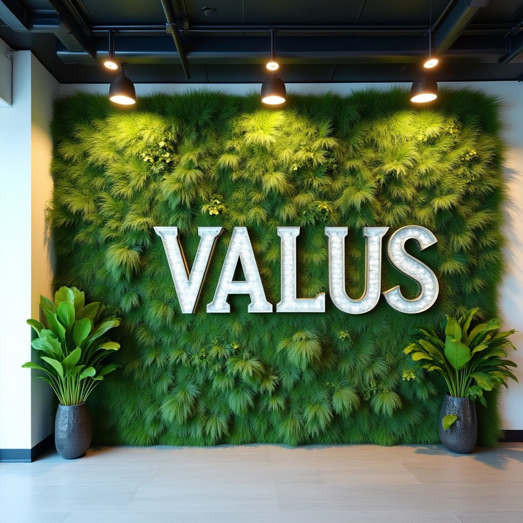 Valores corporativos visualizados en oficina de FinArg